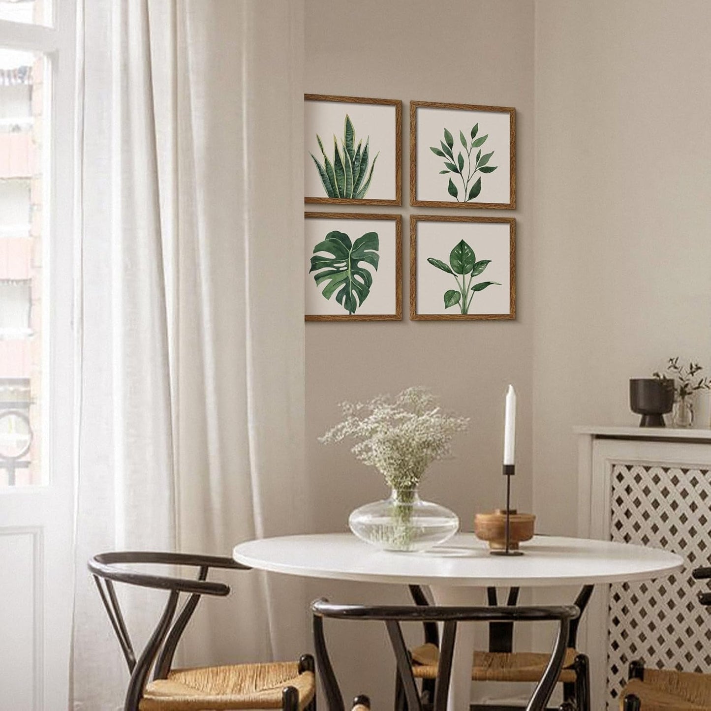 walnut frame botanical artwork living room decor