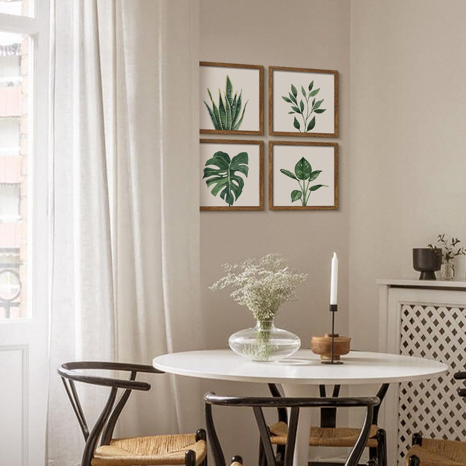 walnut frame botanical artwork living room decor