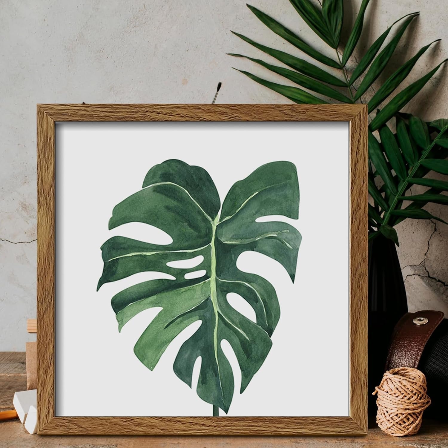 botanical wall art set walnut frame nature decor