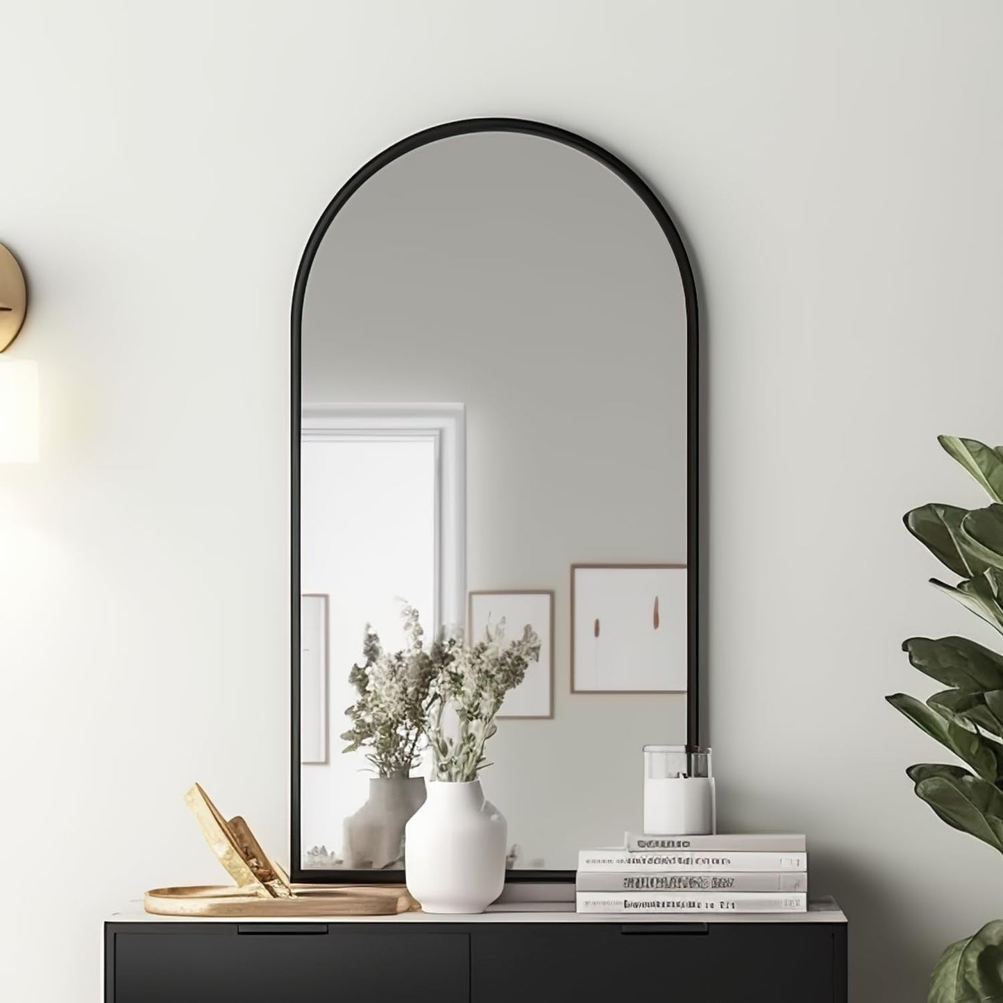black arch wall mirror entryway home decor