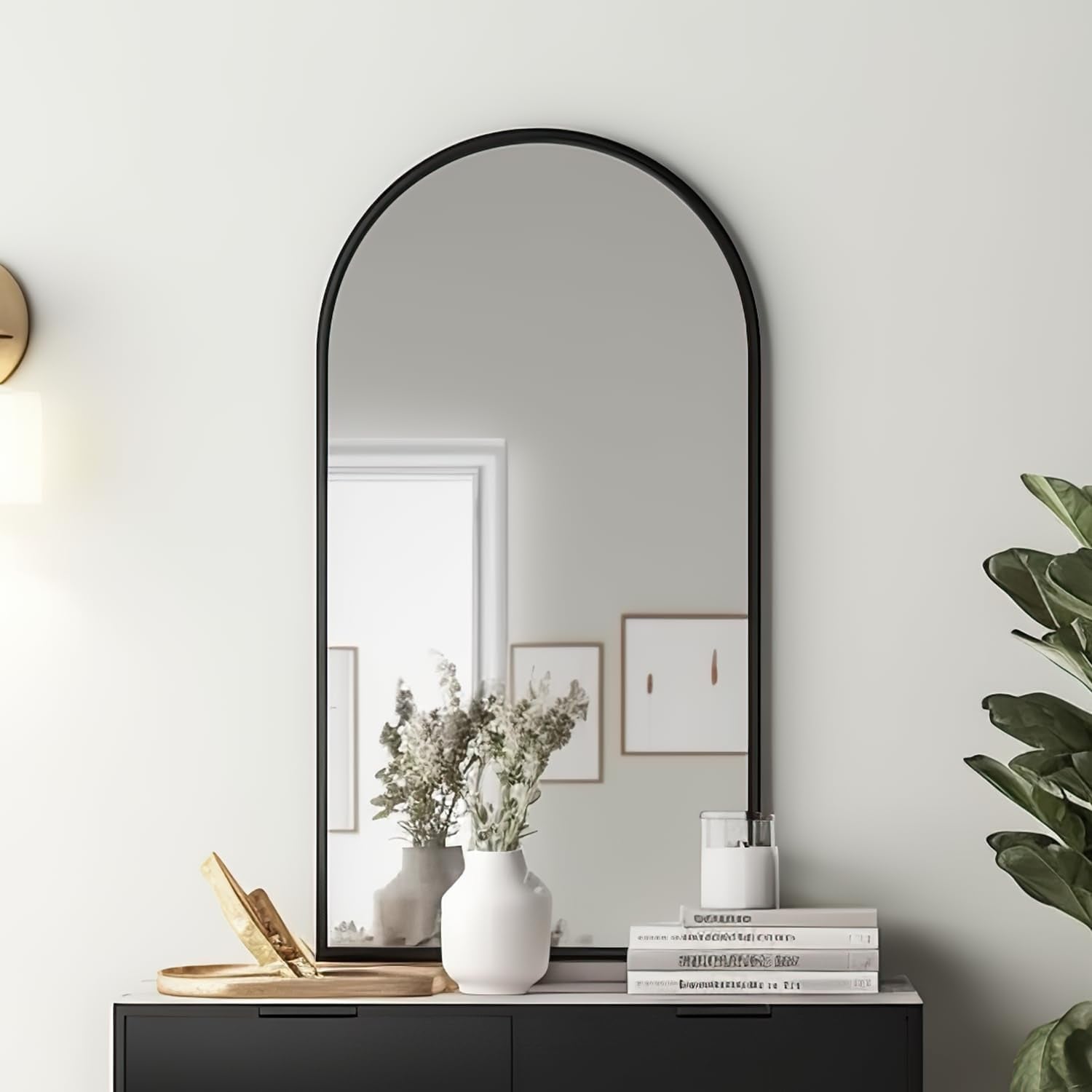 black arch wall mirror entryway home decor