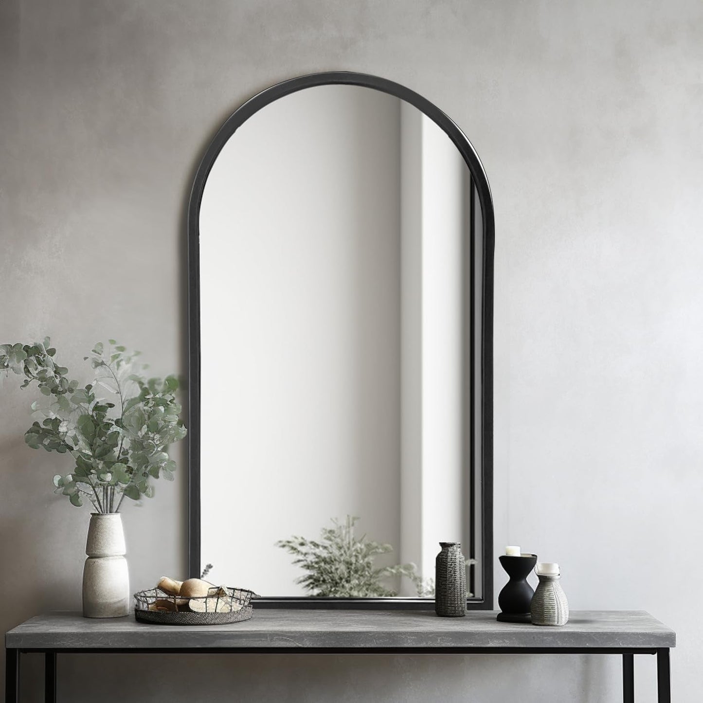arched wall mirror black metal frame feng shui decor