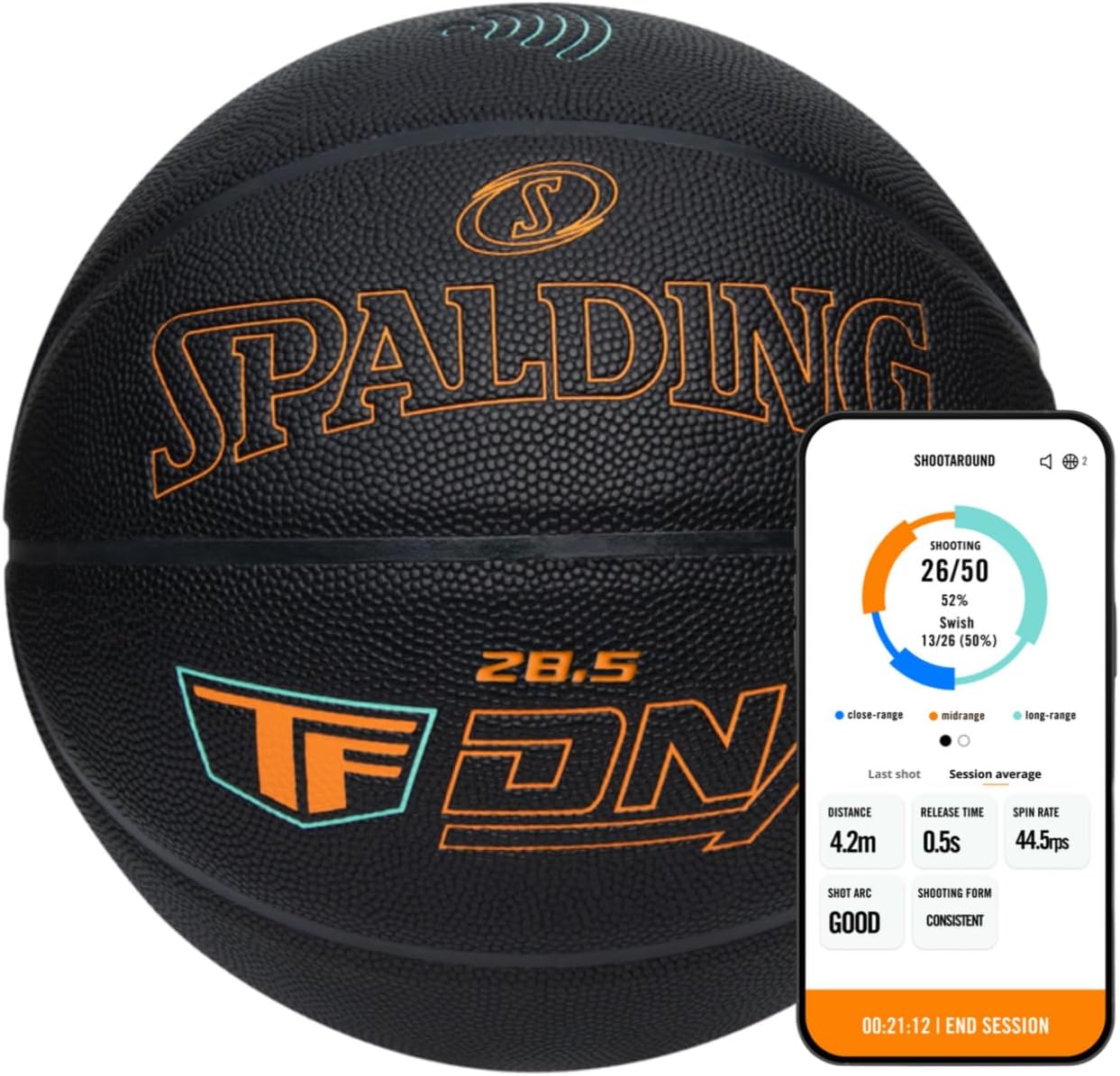 Spalding TF DNA Smart Basketball + 1 Yr App Subscription