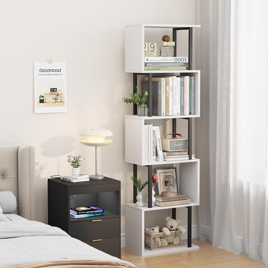 s shaped bookshelf modern home organization feng shui decor
