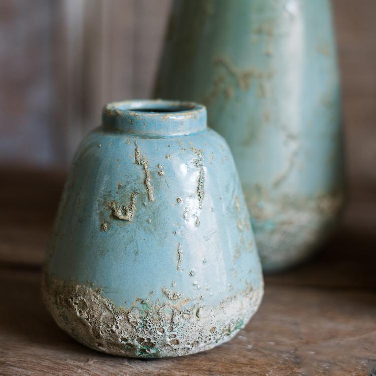 handmade textured ceramic vase blue turquoise pottery